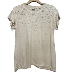 Mate the Label Distressed White T-Shirt Womens S/M Small Medium Short Sleeve
